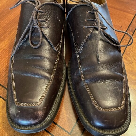 Santoni Made In Italy Brown Leather Dress Shoes Oxford Lace Up Size 9.5D Apron main image 12